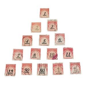 Set of 15 1959 Rotary Press Carmine Rose Postage Due Stamps